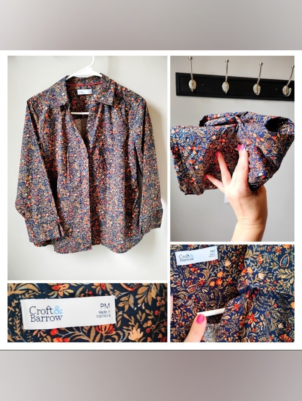 NWOT Croft & Barrow Autumn Oriental print button down top